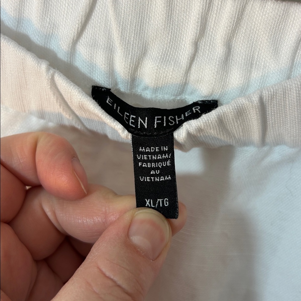 Eileen Fisher Women's White Tencel & Organic Linen Slub Easy Pant size XL - Picture 4 of 10